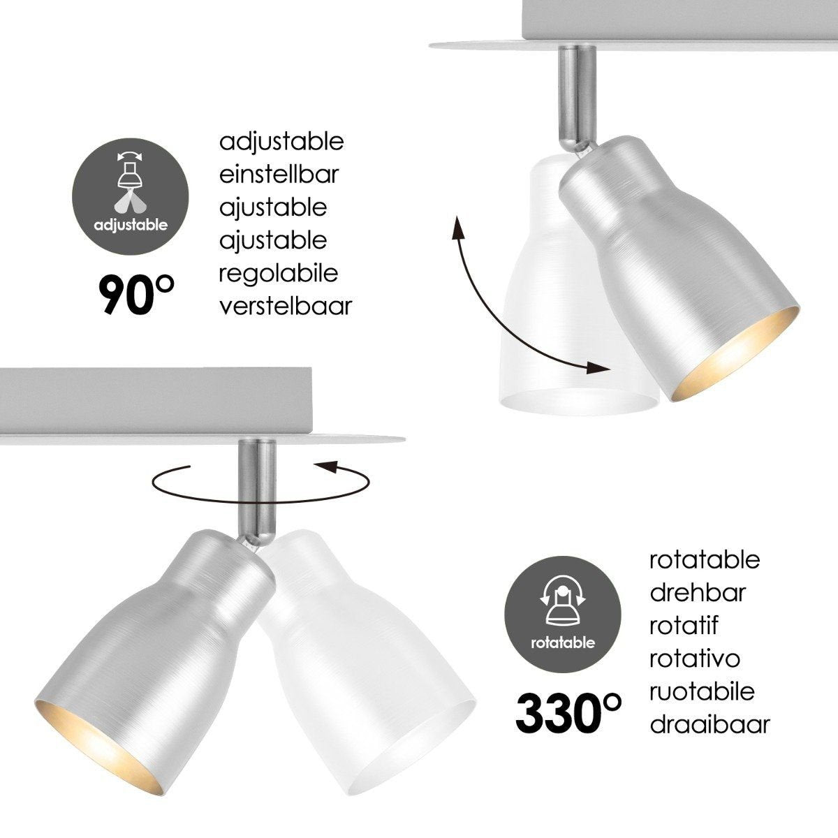 Home Sweet Home LED Opbouwspot Alba 2L - dimbare - geborsteld staal