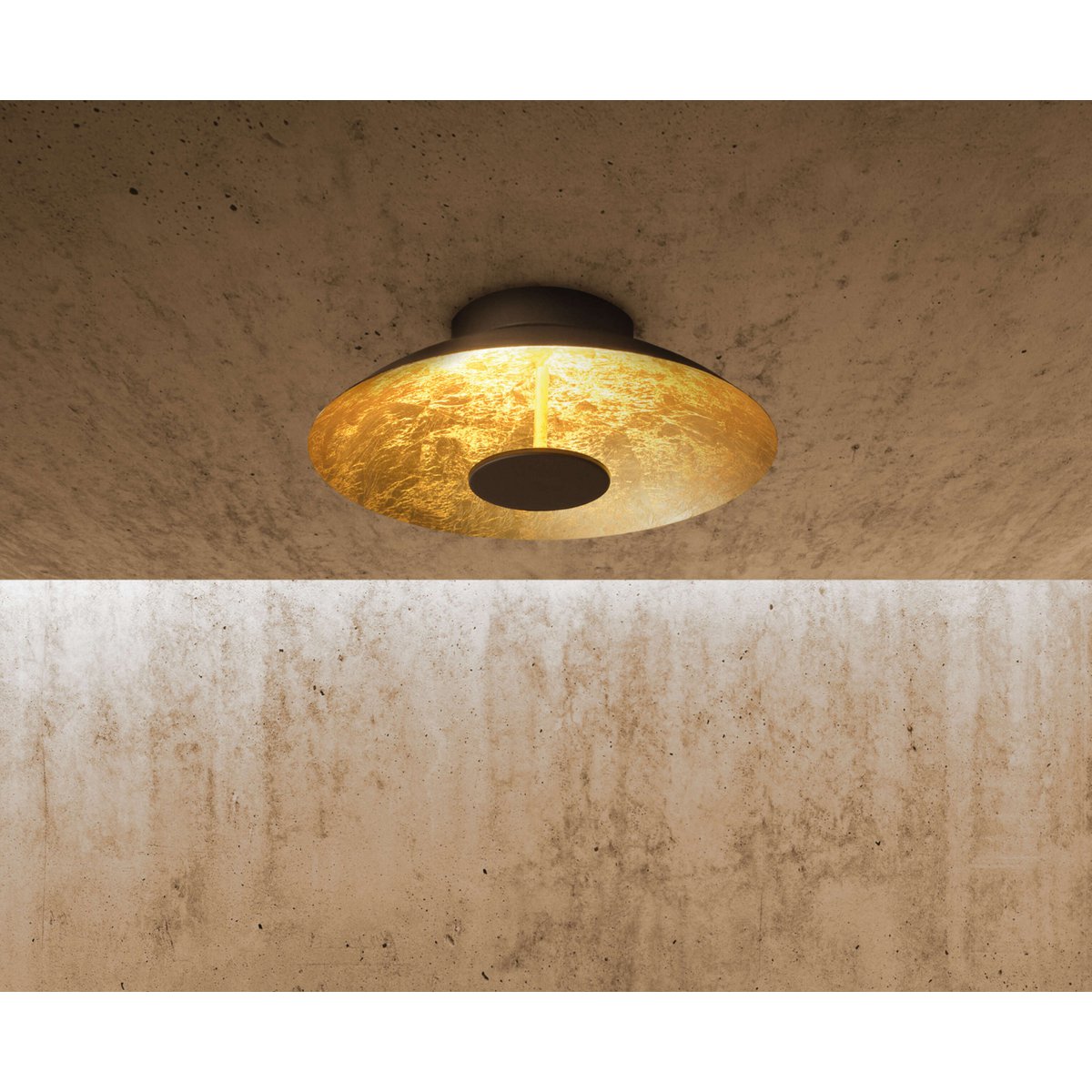 LED -plafondlamp "Firenze" metalen plafondlamp in het zwart en goud, stevig geïnstalleerd, verlichting voor woonkamer, kantoor of de toegangsstang 40 cm diameter