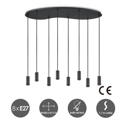 Home Sweet Home Zwarte ovale metalen Hanglamp 8L - 100/34.4/117.5CM