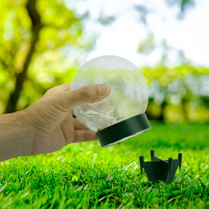 3 Set LED LED Solar Table Lamp/Aand Skeer "Crackle" Ø 12 cm, voor buiten, taflamp-plastic en glas, wit, met geïntegreerde LED