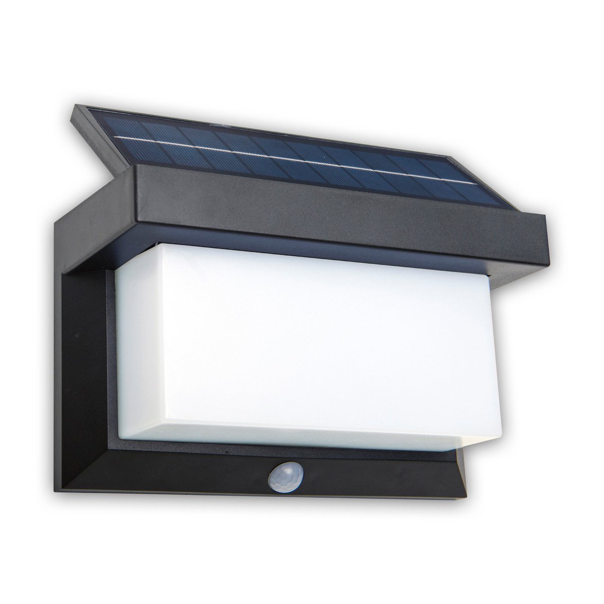 LED Solar Buitenwandlamp met bewegingsdetector, voor buiten, wandlamp - Plastic in zwart, met geïntegreerde LED