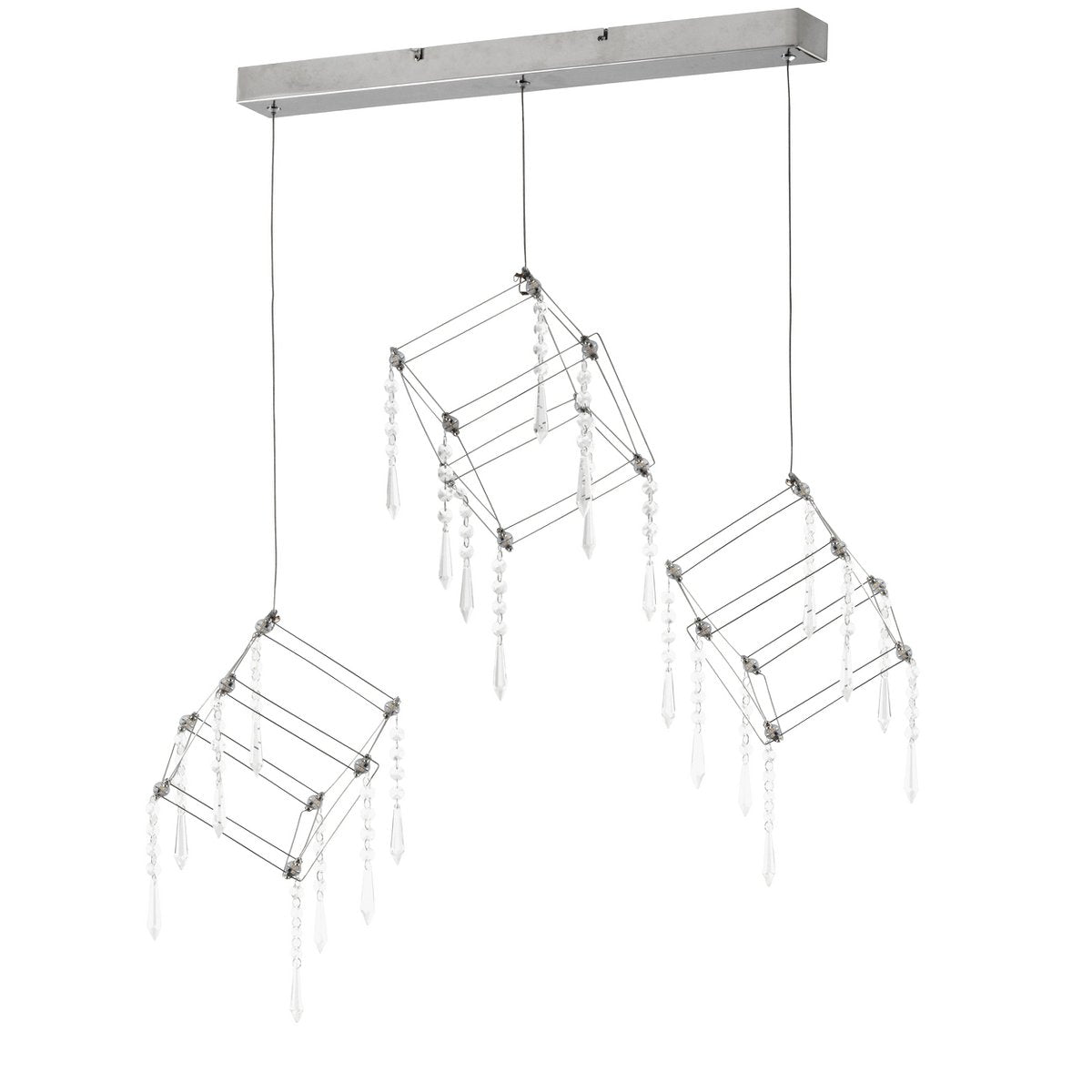 Led hanger lamp "Araneus" metaal en plastic in chroom, met stevig ingebouwde leds, 80 cm lang, verlichting voor woonkamer, eetkamer of kantoor