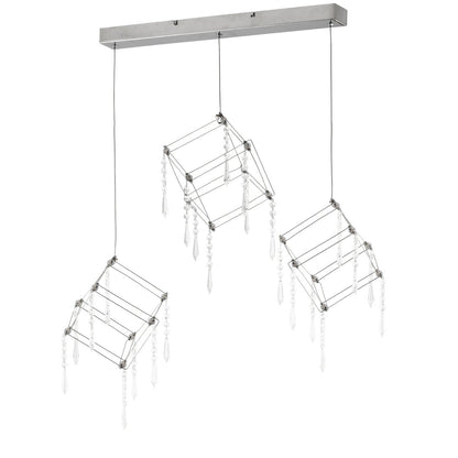 Led hanger lamp "Araneus" metaal en plastic in chroom, met stevig ingebouwde leds, 80 cm lang, verlichting voor woonkamer, eetkamer of kantoor