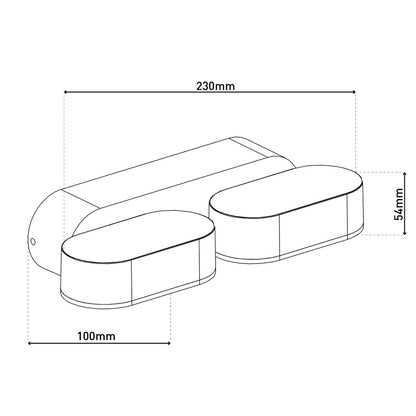 LED Outer Wall Lamp "Motus" gemaakt van metaal en plastic in het zwart, met geïntegreerde LED