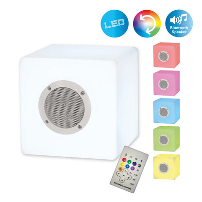 Decoratieve kubussen met Bluetooth "Cube" gemaakt van metaal en plastic, met kleurwisselaars en geïntegreerde LED's