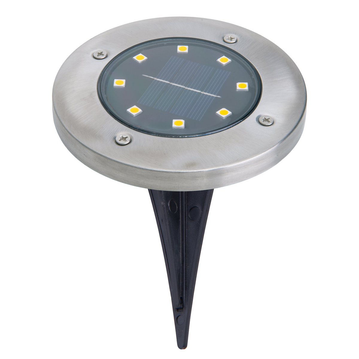 6-set LED LED-zonnebodem-zo-spit "Kian", voor buiten, spiesjes gemaakt van metaal en plastic in staal blanco, met geïntegreerde LED