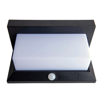 LED Solar Buitenwandlamp met bewegingsdetector, voor buiten, wandlamp - Plastic in zwart, met geïntegreerde LED