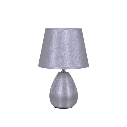 Keramische tafellamp H: 31 cm "Simply Ceramics", tafellamp gemaakt van keramiek, zilver, met E14 -aansluiting, voor eetkamer, woonkamer, gang of kantoor, 31 cm hoog