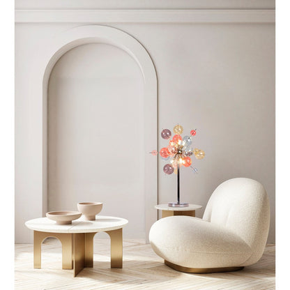 Tafellamp "explosie" pastelkleuren H: 73 cm