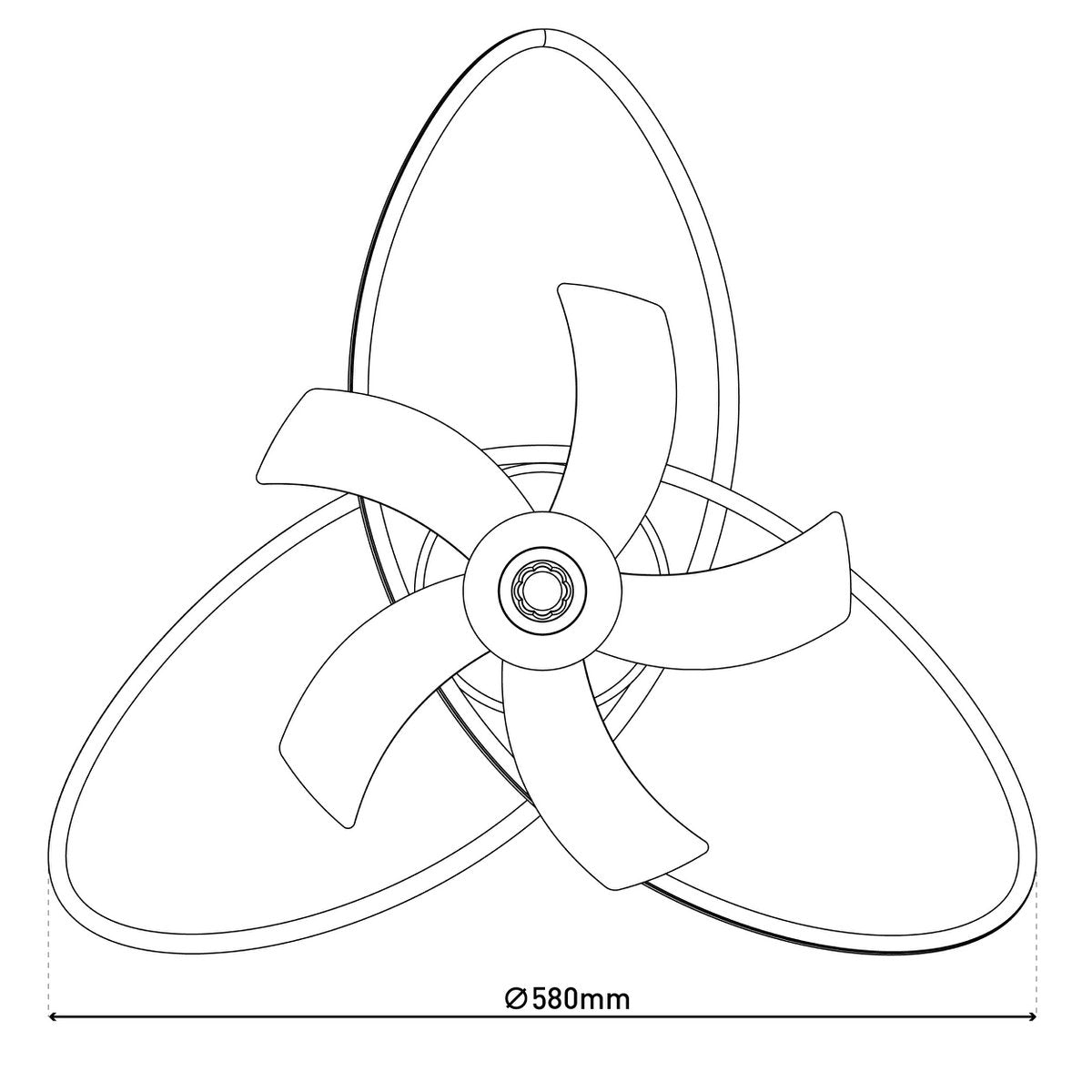 Modern LED -plafondlicht "Riccio" inclusief ventilator, nachtlichtfunctie, dim- en lichttemperatuurinstelling is uitgerust met stevig geïnstalleerde LED's en heeft een geschatte Øvon 58 cm.