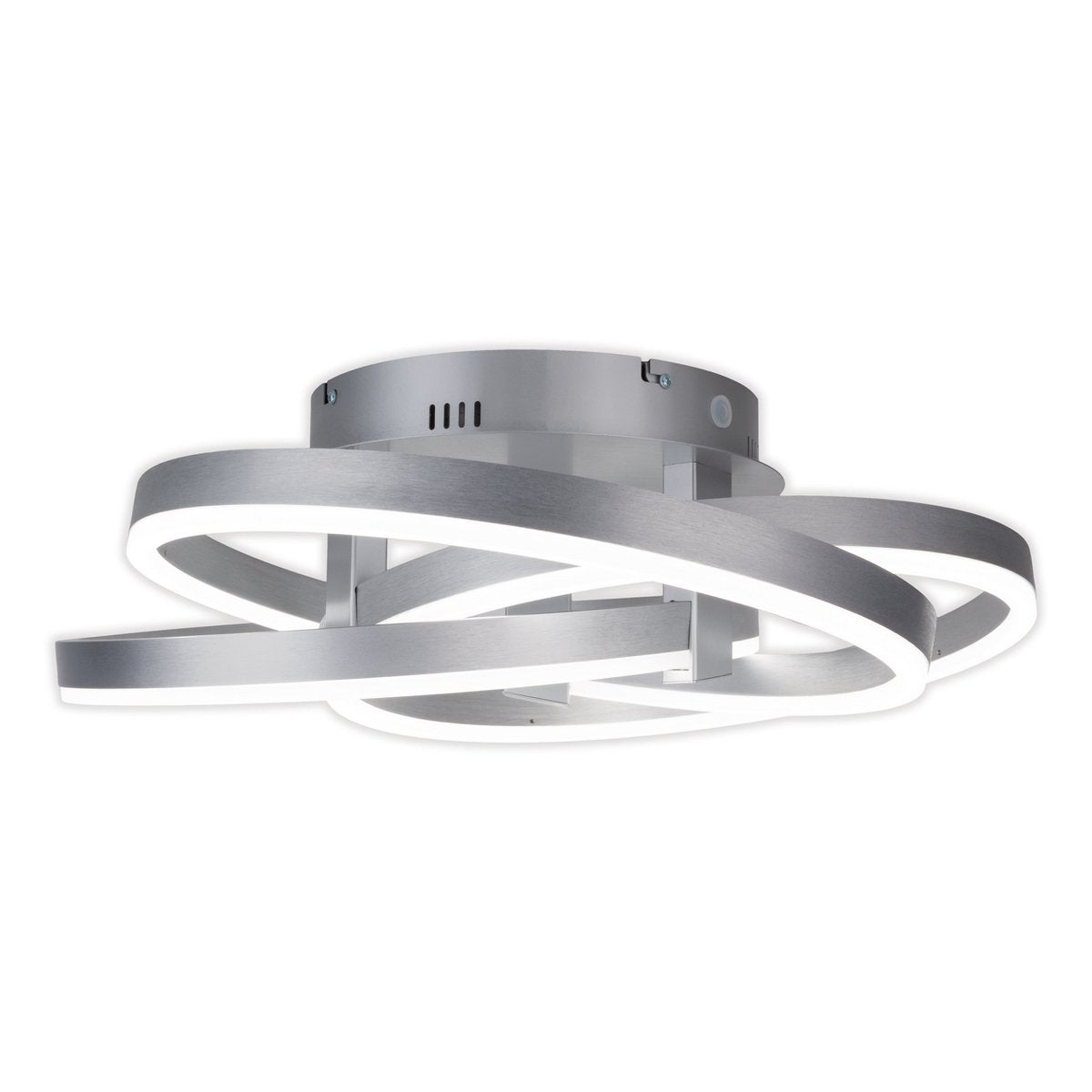 Smart Home LED plafondlicht "Divora" Ø 58 cm, plafondlamp gemaakt van metaal, aluminium geborsteld en wit plastic, met veel functies, stevig gebouwd -in LED's, verlichting voor woonkamer, eetkamerkantoor of gang