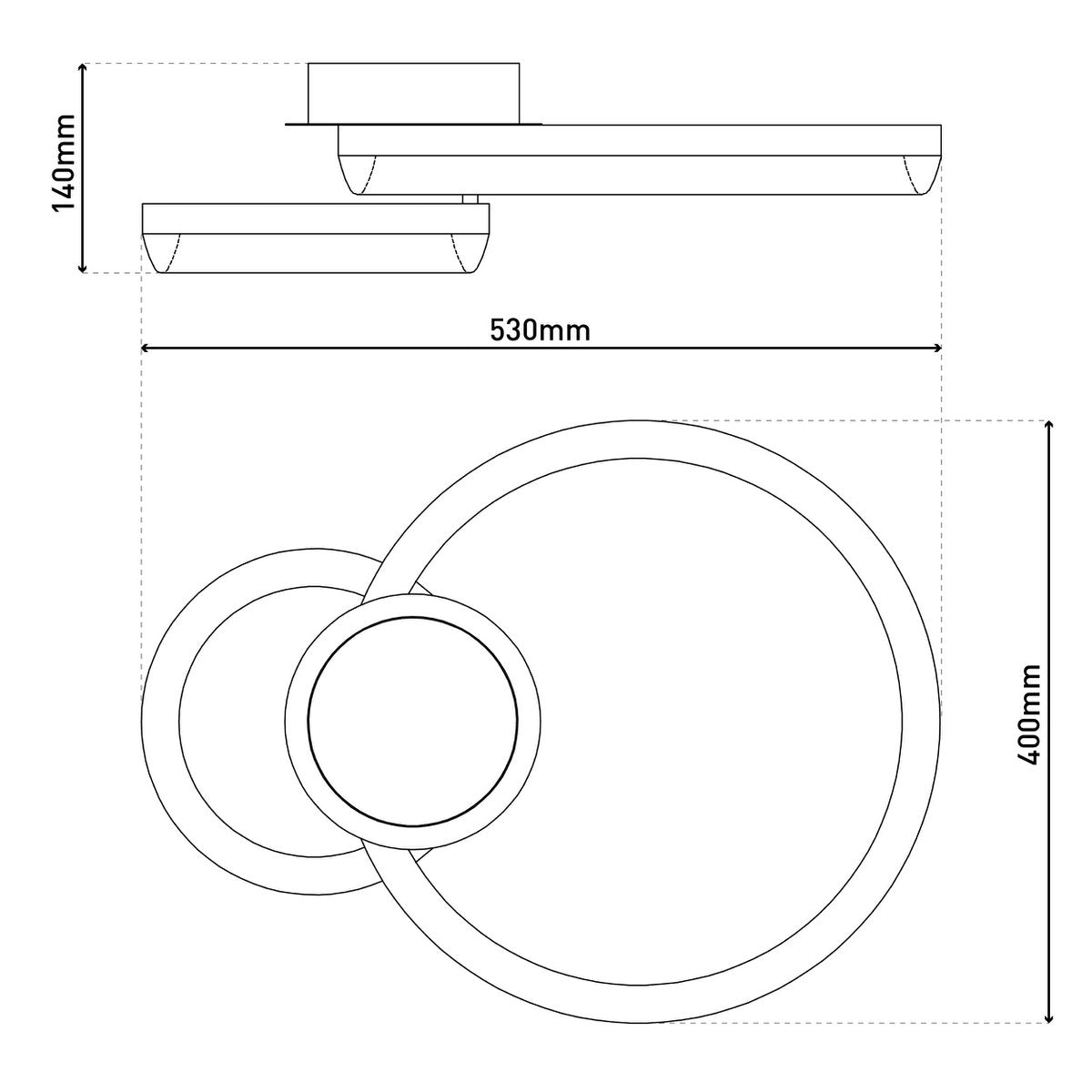 LED CCT-plafondlicht "Circulo" gemaakt van zwart metaal en zandkleurig plastic 53 cm lang