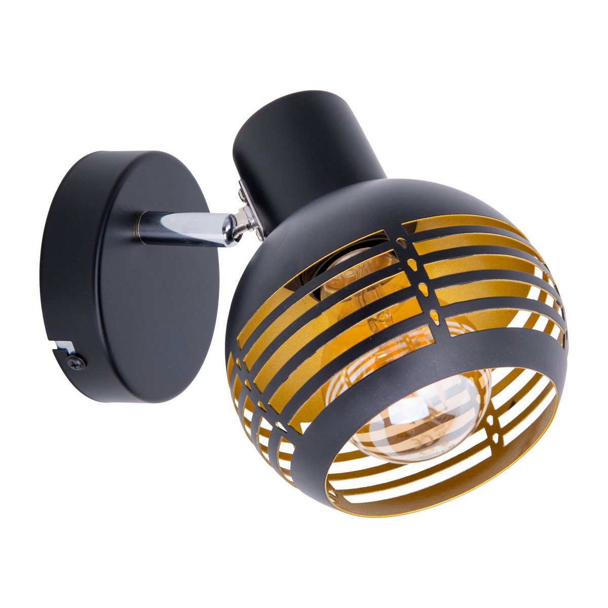 1er muur- en plafondlamp, plek "casco" gemaakt van metaal in zwart en goud, met E27 -aansluiting, 23 x 12 x 14 cm. Stijlvolle verlichting voor woonkamer, eetkamer of keuken.