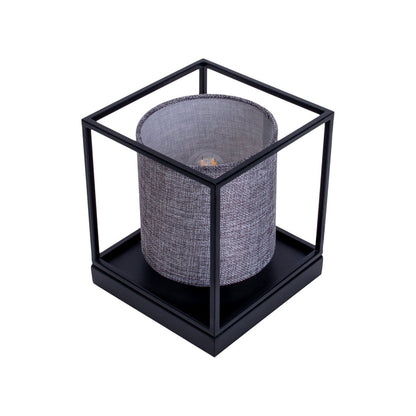 Tafellicht "Beta" grijs gemaakt van metaal met stofscherm in grijs, met E14 -aansluiting, lamp voor woonkamer, eetkamer, gang en kantoor, 15 x 15 x 17 cm