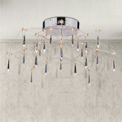 LED -plafondlicht "Araneus" gemaakt van metaal en glas in chroom, Ø 55 cm, met stevig ingebouwde LED's, verlichting voor woonkamer, eetkamer, gang of kantoor