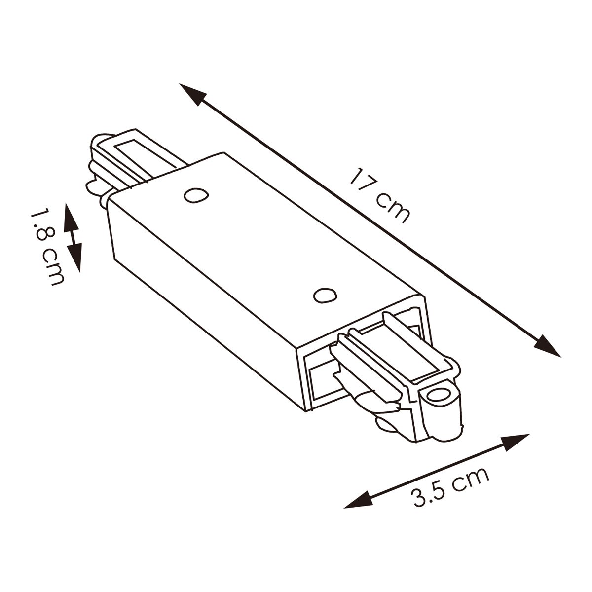 Railverlichting onderdeel lang verbinder | 17/3.5/1.8cm | Zwart