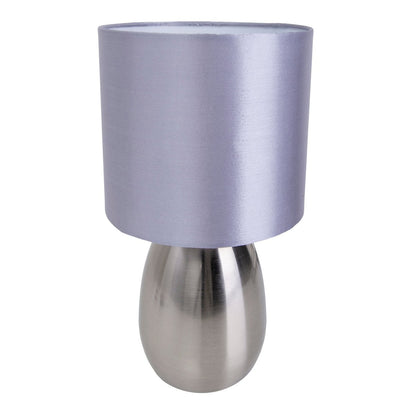 Tafellamp "Aurum" 33 cm hoog in stalen blank/grijs, gemaakt van metaal en textiel, met E14-aansluiting, verlichting voor eetkamer, woonkamer, gang of kantoor