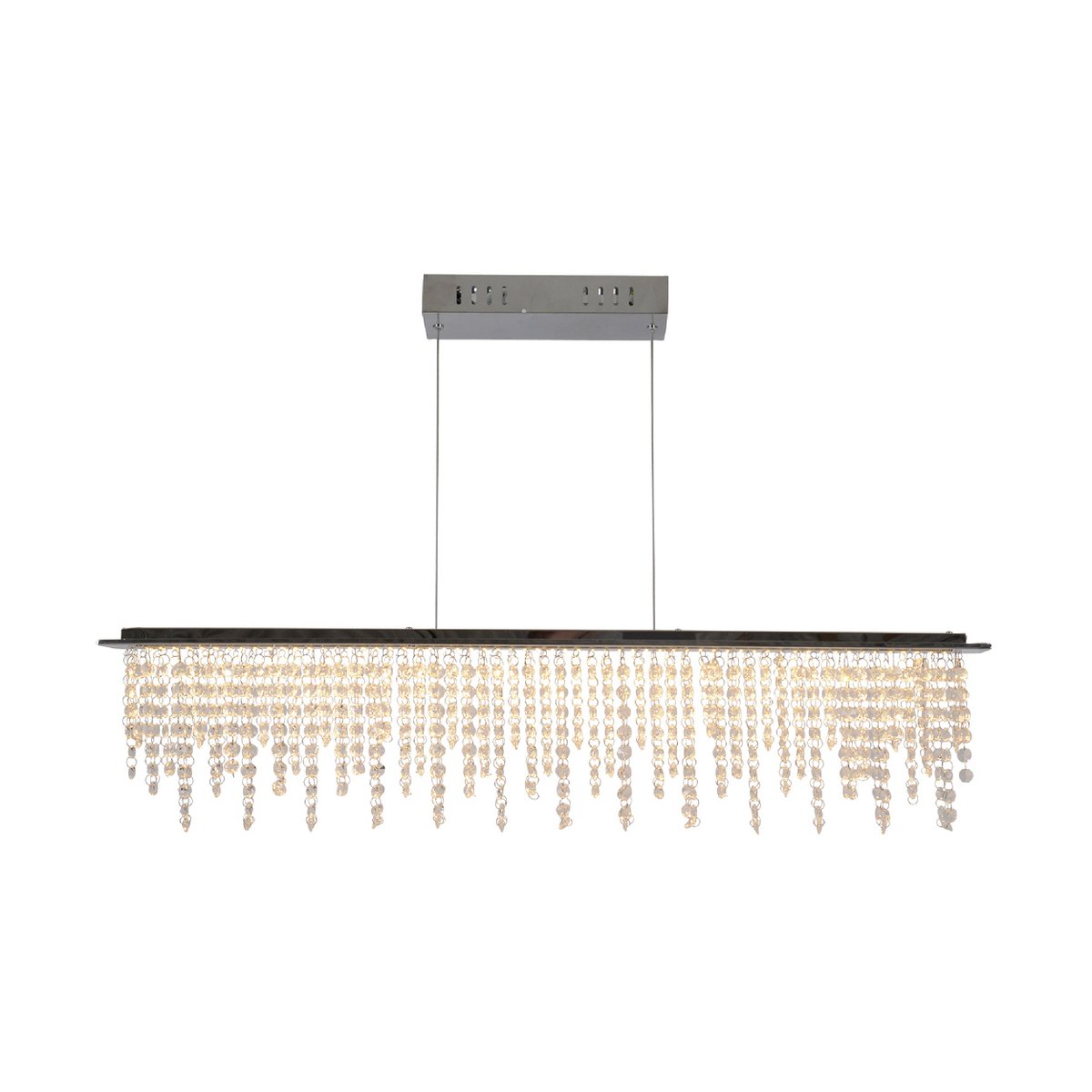LED hanglamp "diamanten", hanglamp, metaal en kristalglas, chroom, met stevig gebouwd -in LED's, voor eetkamer, woonkamer, gang of kantoor, 120 cm lang