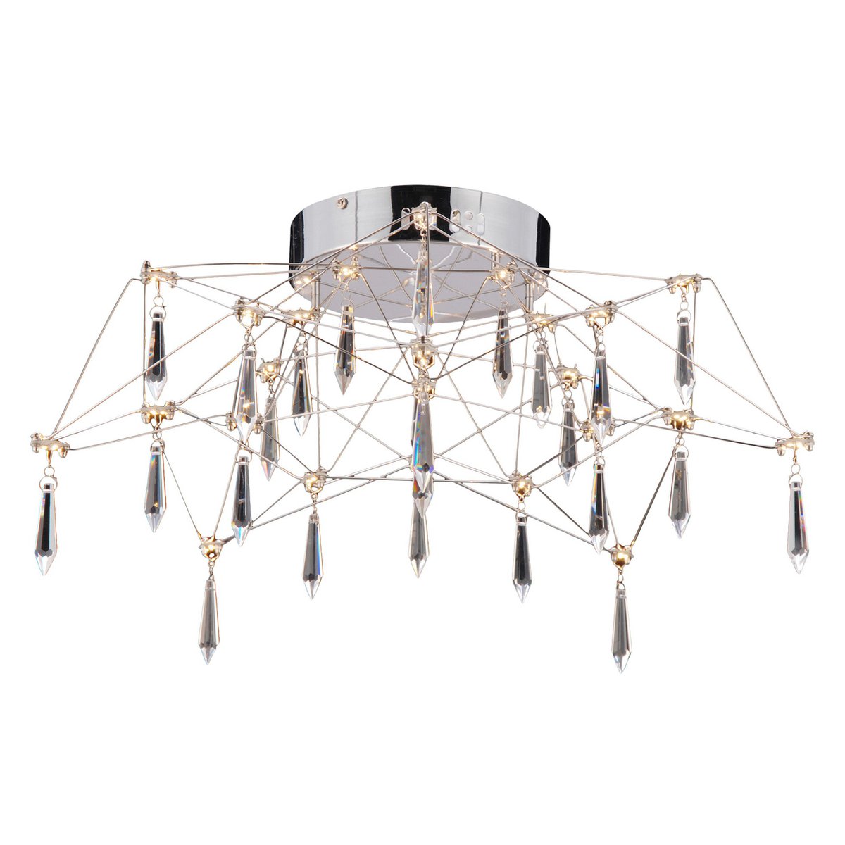 LED -plafondlicht "Araneus" gemaakt van metaal en glas in chroom, Ø 55 cm, met stevig ingebouwde LED's, verlichting voor woonkamer, eetkamer, gang of kantoor