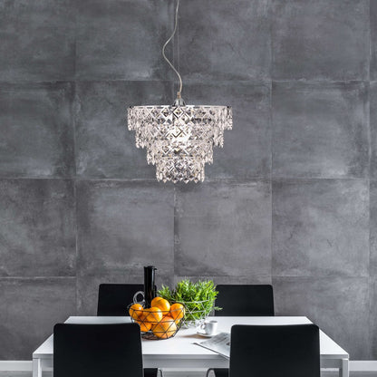 Acryl hanger lamp "fancy", moderne kroonluchter gemaakt van metaal en plastic in chroom, met E27 -versie en een Øvon 38 cm