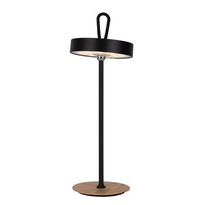 LED -batterijtafellamp magnetisch voor buiten en binnen, gemaakt van metaal en plastic in zwart, 36 cm hoog