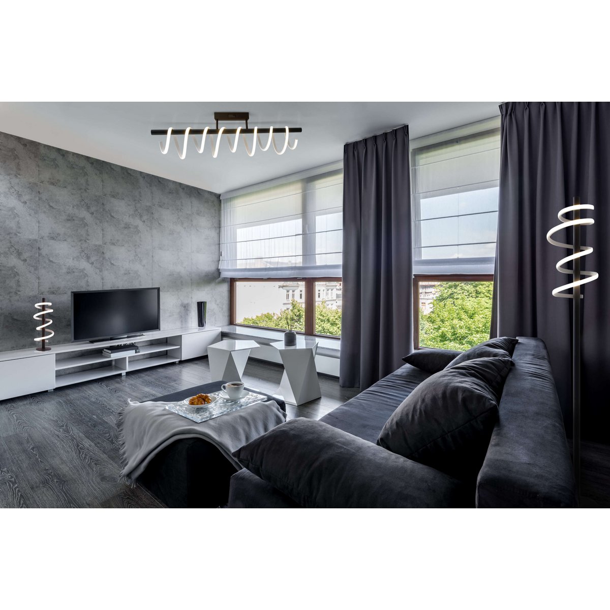 LED staande lamp "Belleza", moderne vloerlamp gemaakt van metaal en plastic in zwart en wit, met stevig ingebouwde LED's, 140 hoog, verlichting voor woonkamer, eetkamer, slaapkamer of kantoor.