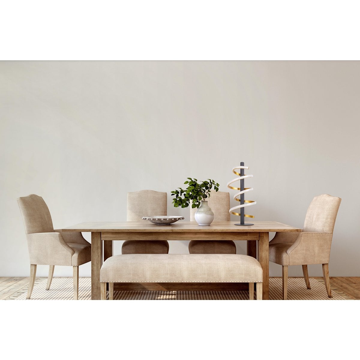 LED -tafellamp "Belleza", moderne metalen en plastic tafellamp in zwart, goud en wit, met stevig gebouwd -in LED's, 50 cm hoog, verlichting voor woonkamer, eetkamer, slaapkamer of kantoor.