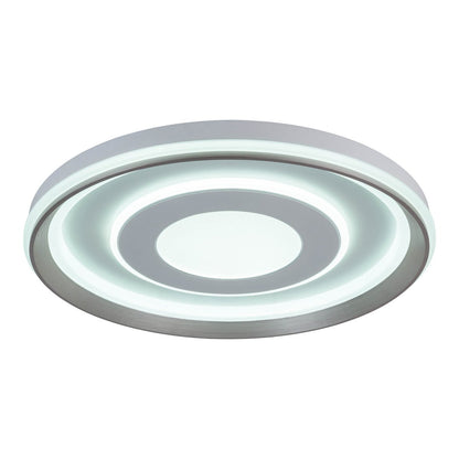 LED-plafondlamp "Doira" Ø 50,5 cm, 7,5 cm hoog, metaal en plastic in zilver en wit, geïntegreerde LED's, 3600 lm licht licht, dimable, CCT-functie 3000-6500 K, nachtlichtfunctie