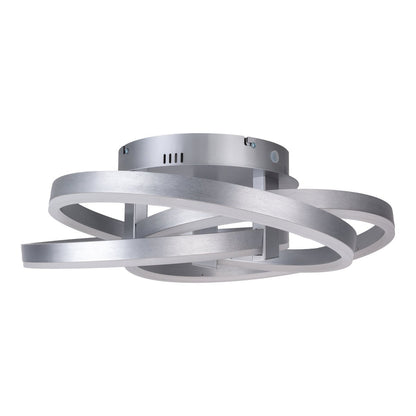 Smart Home LED plafondlicht "Divora" Ø 58 cm, plafondlamp gemaakt van metaal, aluminium geborsteld en wit plastic, met veel functies, stevig gebouwd -in LED's, verlichting voor woonkamer, eetkamerkantoor of gang