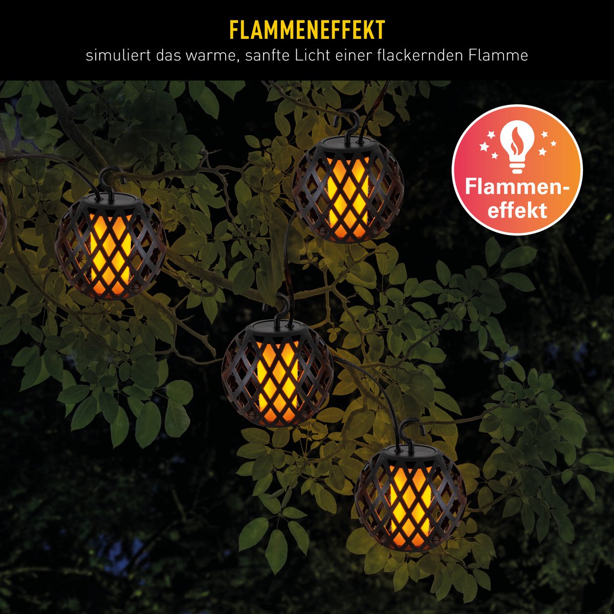 Zonnekallenketen inclusief vlameffect "Fogo"