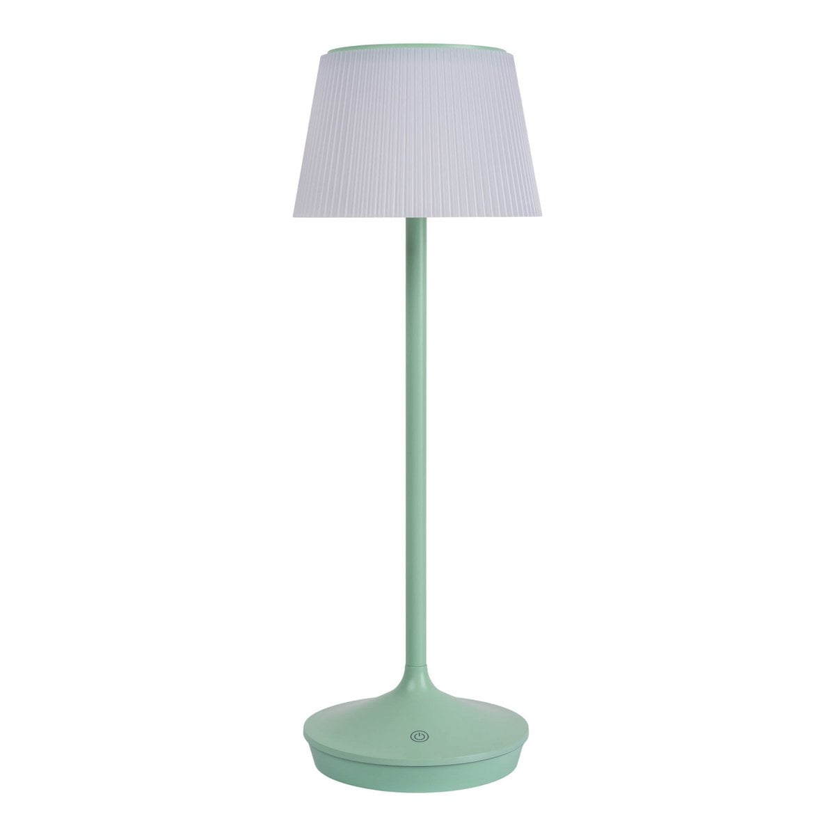 Zonne -batterijlamp "EMMI" 38 cm hoog, paraplu Ø 13 cm, metaal in mint en wit plastic, voor de buitenruimte, dimable CCT.