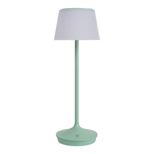 Zonne -batterijlamp "EMMI" 38 cm hoog, paraplu Ø 13 cm, metaal in mint en wit plastic, voor de buitenruimte, dimable CCT.