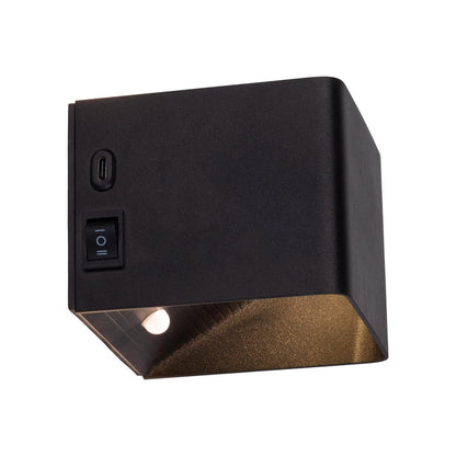 Cordy-wall licht "kubus" magnetisch, ca. 10 x 10 cm, gemaakt van black metal, met bewegingssensor