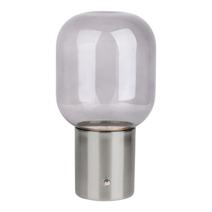 Draadloos tafellicht "Albero" decoratief tafellicht gemaakt van chroomkleurig metaal en glas met stevig geïnstalleerde LED's, dimbaar met aanraaksensor, 25 cm hoog