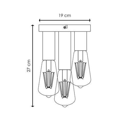 Home Sweet Home Moderne LED Plafondlamp Marna 3 lichts - Zwart - Rond