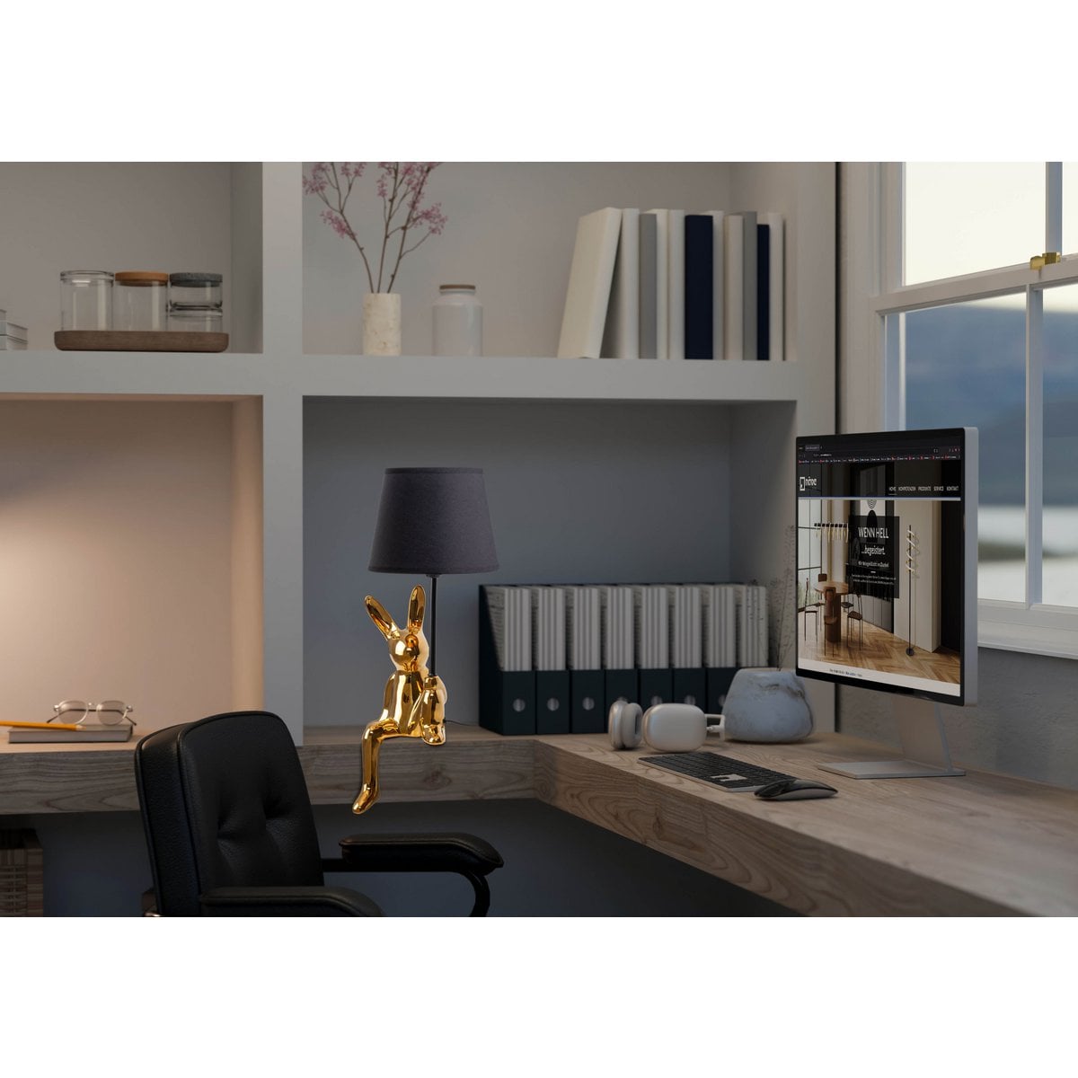 Tafellamp "helge" Ø 18 cm, hoogte ca. 45 cm, gemaakt van keramiek in zwart en gouden, zwarte tekstbladen