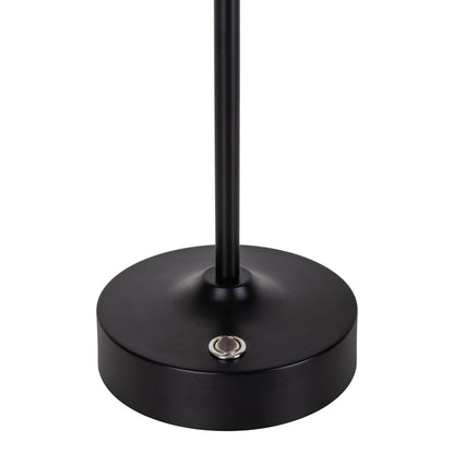 LED -batterij/ tafellamp "Pina" 30 cm hoog, gemaakt van metaal (zwart) en glas (wit), geïntegreerde LED's, warm wit