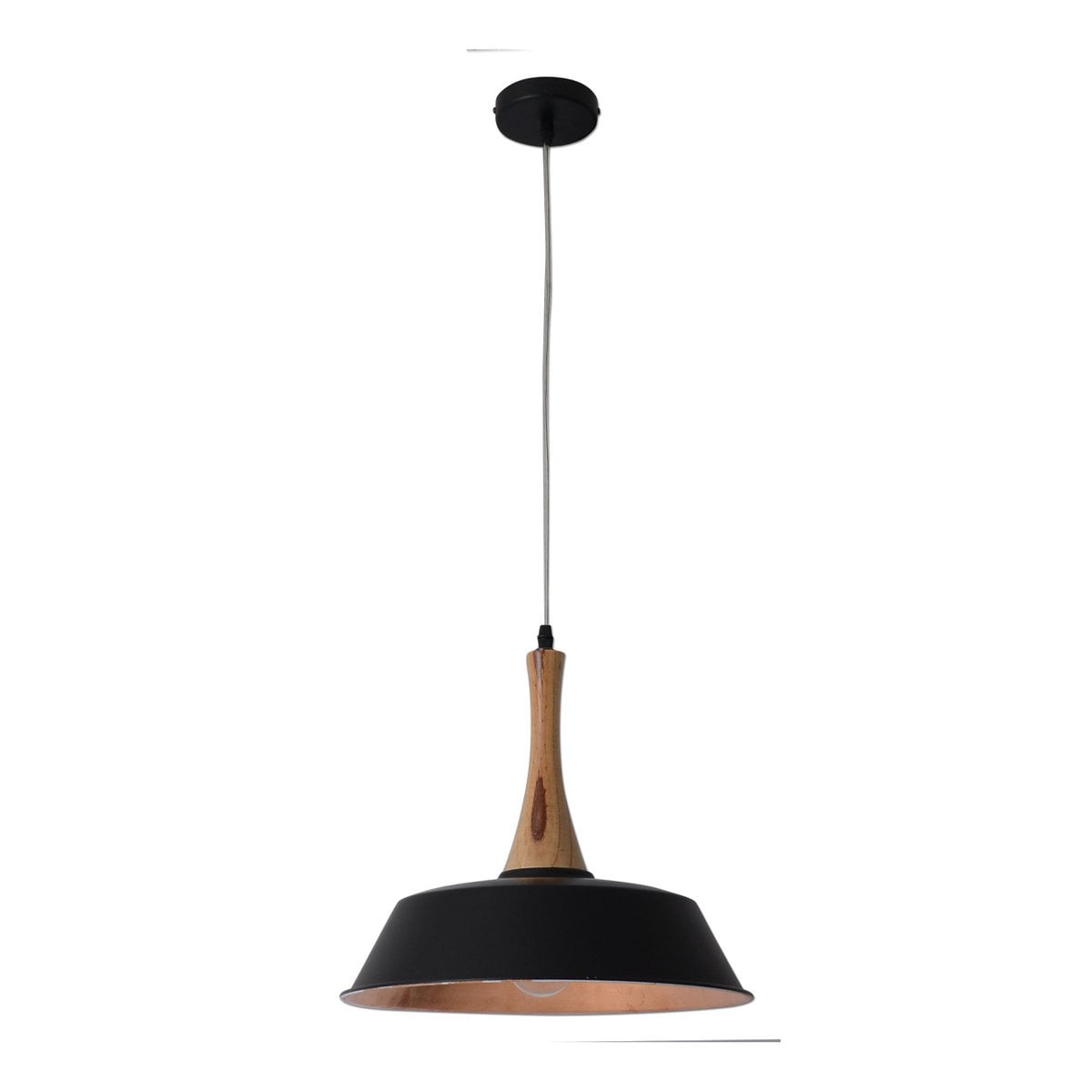 Hanger lamp "culum" Ø 36 cm gemaakt van metaal in zwart en koper, met hout, E27