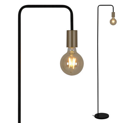 Staande lamp "Modo" gemaakt van metaal in zwarte, versies in goud, E27 -aansluiting, tafellamp voor woonkamer, eetkamer, keuken, gang, gang of kantoor, 150 High