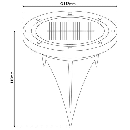 6 Set Solar-Boden-Sprießleucht Ø ca. 11,2 cm, zwart plastic, schemeringsensor, voor toegang, terras en paden