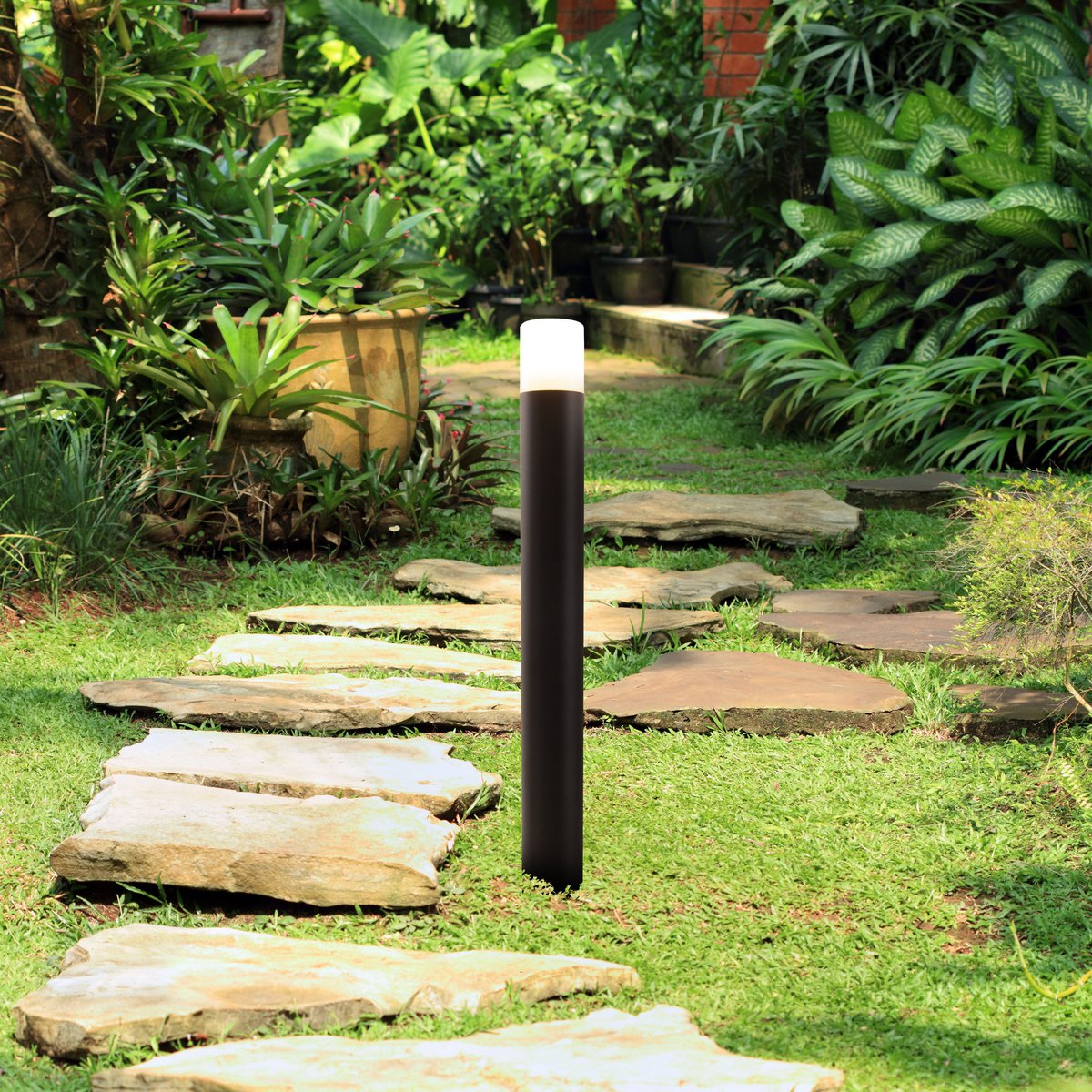 Buitenbasisbasis "Torcia" 80 cm hoog, gemaakt van metaal en plastic in zwart, E27