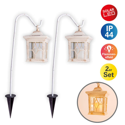 Set van 2 LED grondpennen voor buiten "Lantern" wit