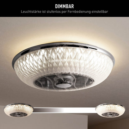 LED -plafondlicht "Viento" met ventilator, gemaakt van metaal en plastic, met geïntegreerde LED's, verlichting voor woonkamers of kantoor