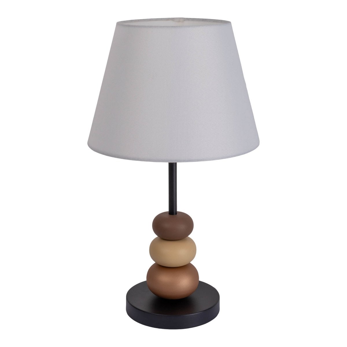 Tafellamp "Elina", ca. 50 cm hoog, gemaakt van metaal in zwart/bruin, tekstbladen in wit, E27