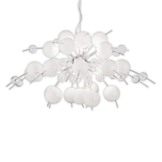 Hanger lamp "explosie" wit, gemaakt van metaal en glas, G9 -versies, hangende lamp voor eetkamer, woonkamer, hal of kantoor, Øca. 98 cm