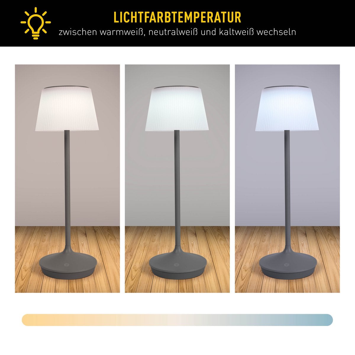 LED -licht "Emmi" voor buiten en binnen, tafellamp gemaakt van metaal en plastic, met stevig gebouwd -in LED's, LED -tafellamp voor balkon, terras, tuin, woonkamer, wintertuin, ca.