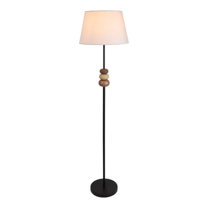 Staande lamp "Elina" 155 cm hoog, Ø 38 cm, metaal in zwart/bruin, tekstblazer in wit, E27