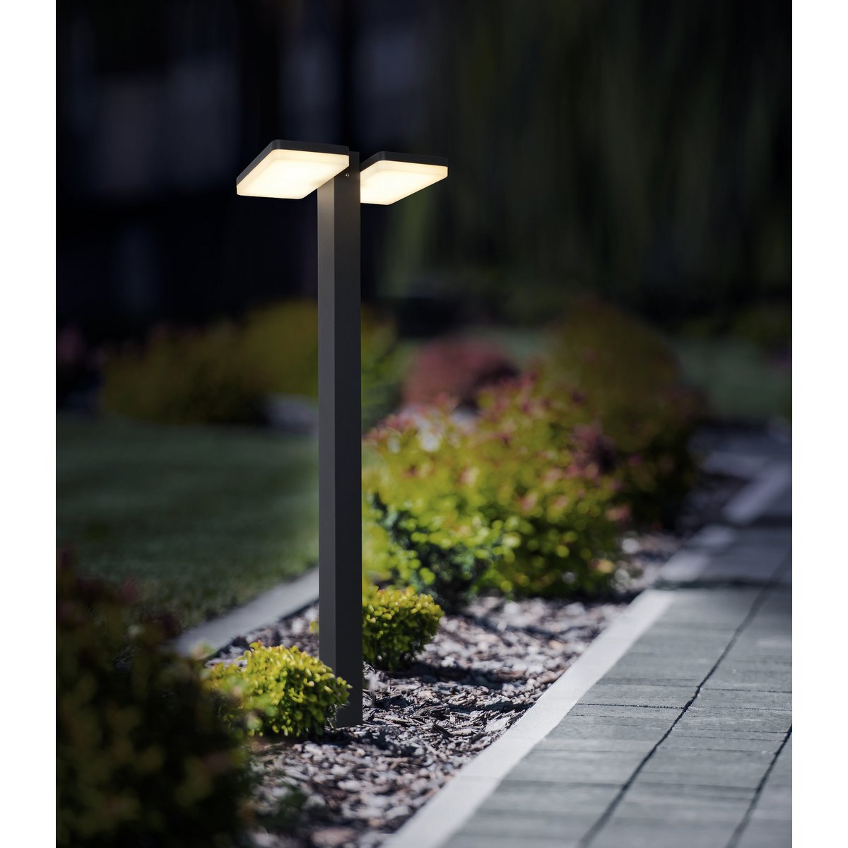 LED Buitenbasis "Clair", gemaakt van metaal in antraciet, met geïntegreerde LED