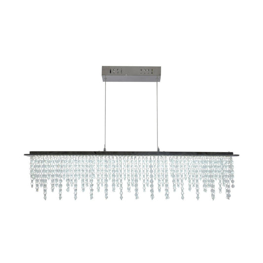 LED hanglamp "diamanten", hanglamp, metaal en kristalglas, chroom, met stevig gebouwd -in LED's, voor eetkamer, woonkamer, gang of kantoor, 120 cm lang