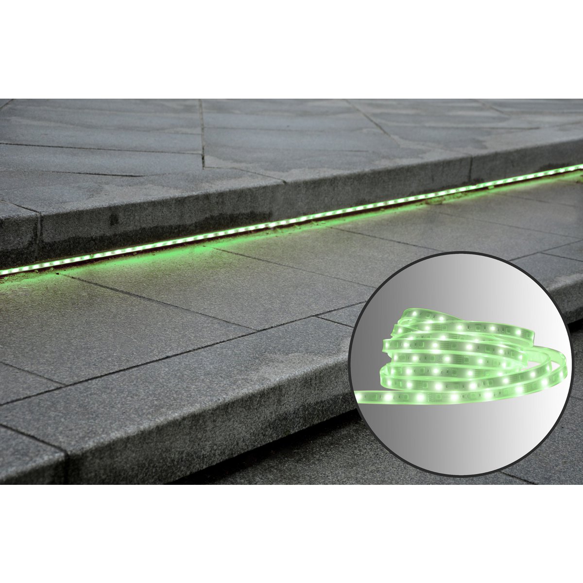 De LED "Stripe" buiten 1000 cm, 36 watt, warm wit, met kleurwisselaar, dimbaar, inclusief afstandsbediening en accessoires